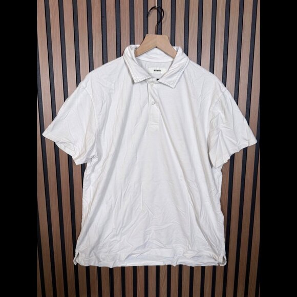 Buck Mason Polo Shirt XL Mens Ivory Short Sleeve Woven Cotton - Picture 1 of 9
